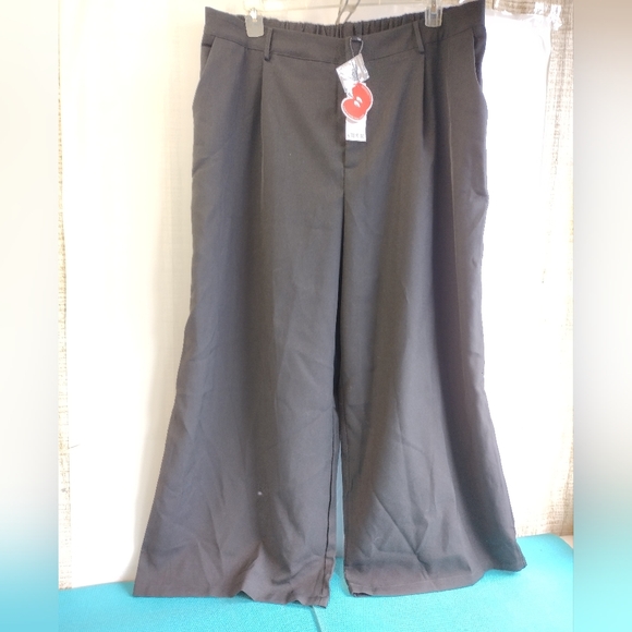 Cider Pants - NWT Cider Womens Wide Leg High Rise Pleated Trousers Pants Elastic Waist 3XL
